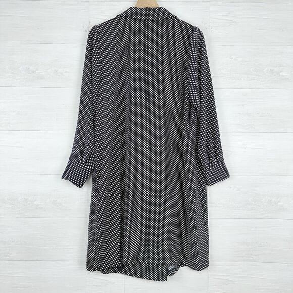Eloquii Double Breasted Shift Dress Size 16 Navy Polka Dot Long Sleeves Preppy - Picture 5 of 15